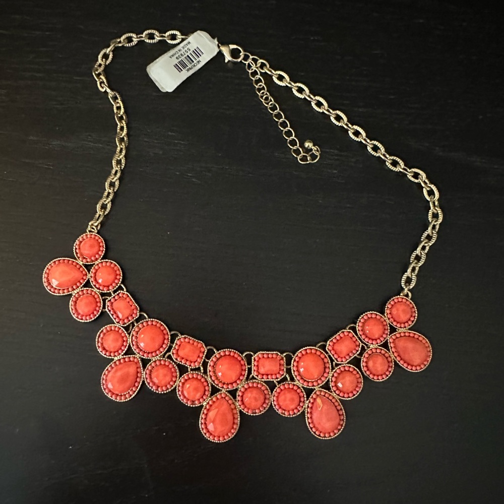 Elegant Coral Necklace with Gold Chain